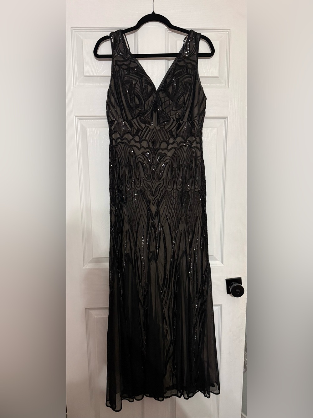 Black Sequin Beaded Evening Gown